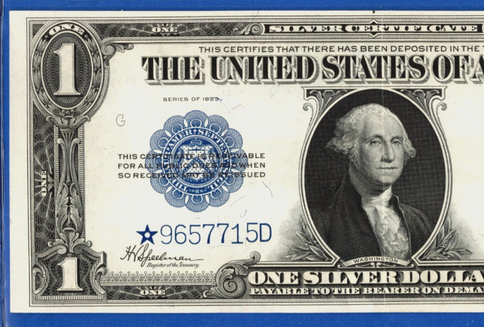 1923💲1 SILVER CERTIFICATE 🌟 STAR NOTE🌟 PCGS 55