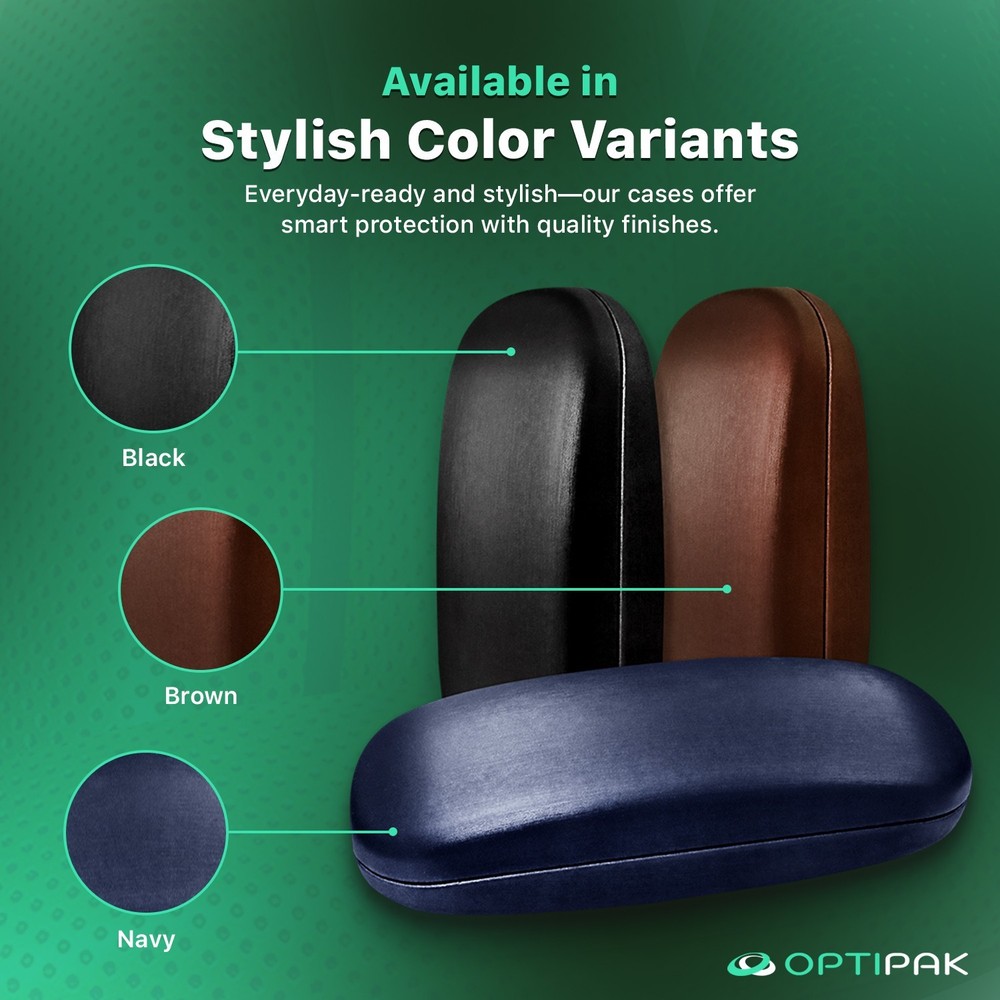 Hard Shell Glasses Case - Durable Brushed Eyeglass Holder with Microfiber Cloth