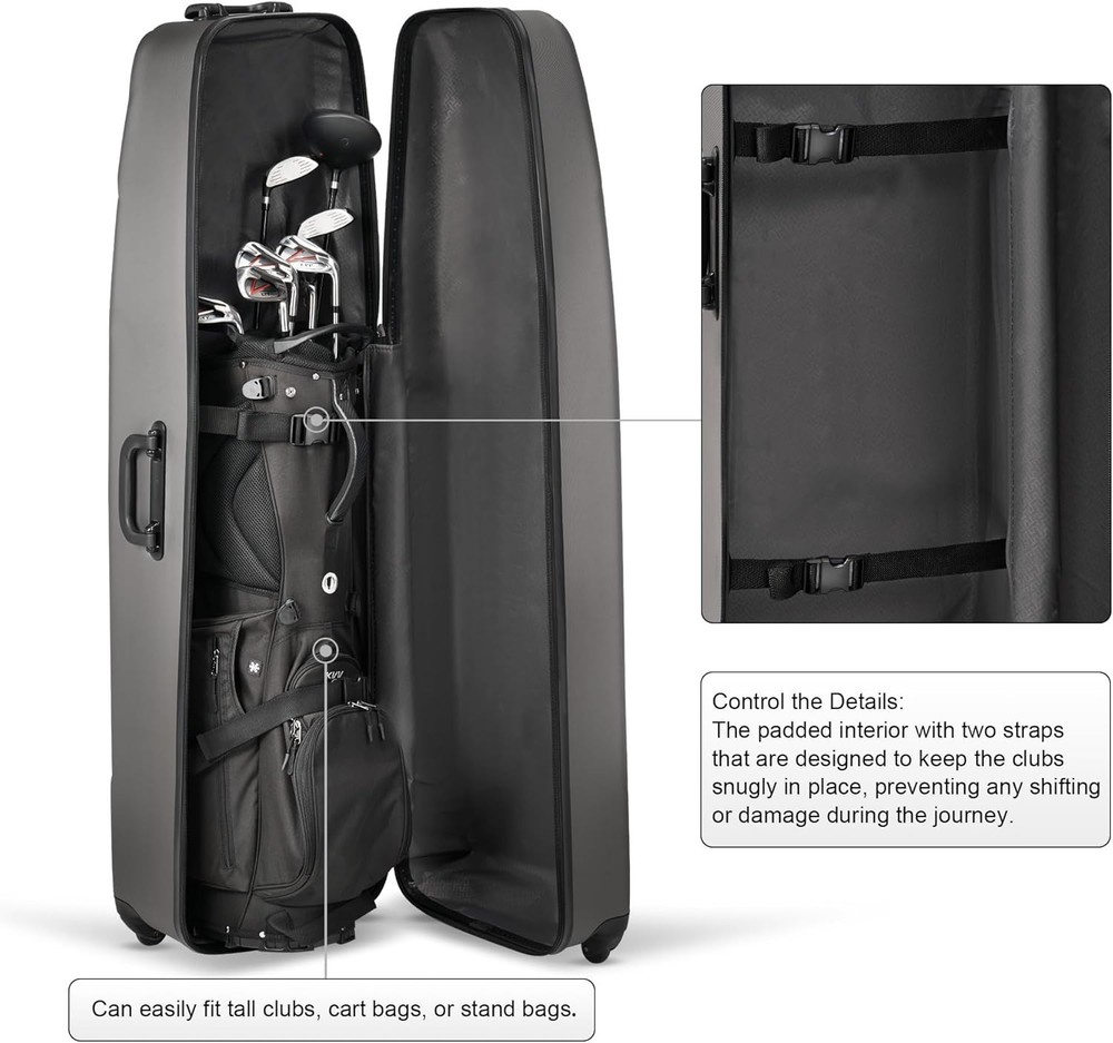KVV Solid ABS Shell Hard Sided Golf Travel Case， USED