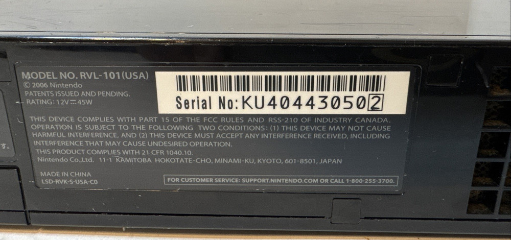 Black Wii Console Bundle RVL-101 Tested & Working