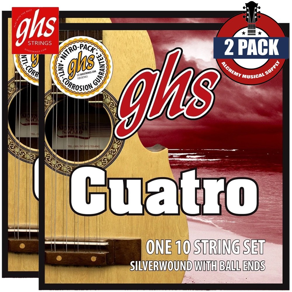 2-PACK GHS Strings CPR-10 Silver Wound Cuatro Puerto Rico String Set - Ball End