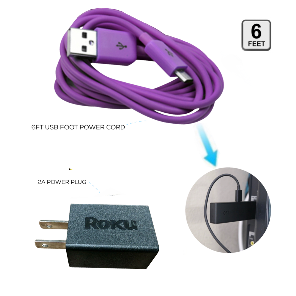 🔌 Power Adapter & 6FT Micro Cable for Roku Express, Roku Sticks & Premier Model