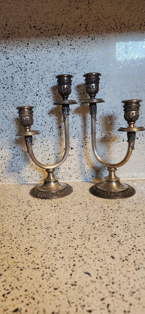 Antique Pairpont 1900's Fine Arts Line Silver Plated Candelabras