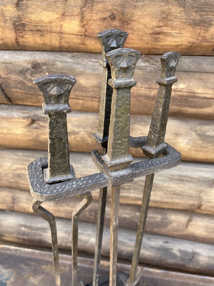 Antique Fireplace Tools Peerless Hammered Finish Early 1900’s