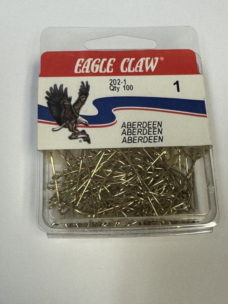 Eagle Claw 202 #1 100Ct Gold Aberdeen Hooks