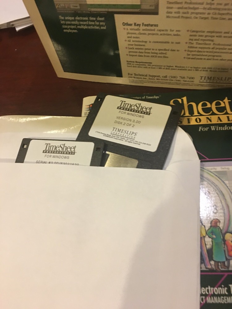 TimesSheet Professional For Windows. Unused. Includes Disks And Manuals