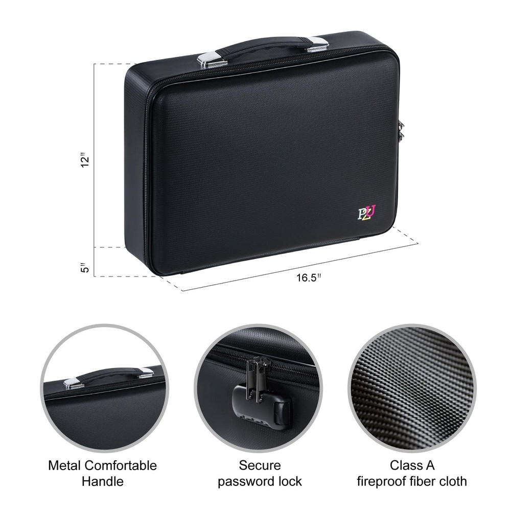 Fireproof Document Box - Hard-Shell Design Waterproof & Fireproof Document Sa...