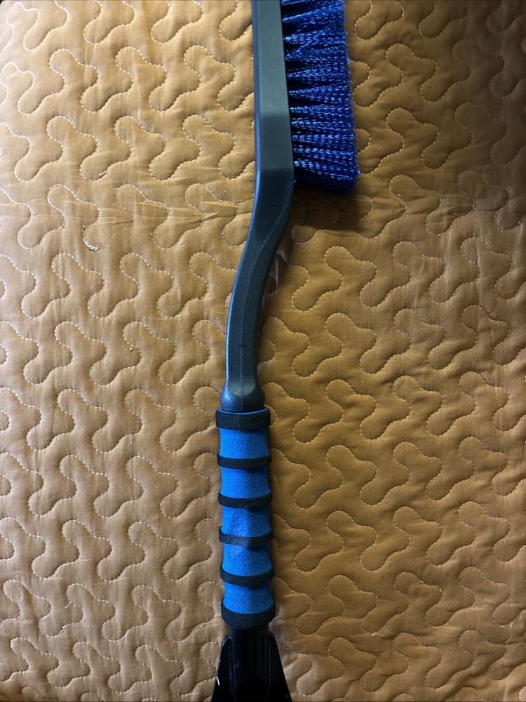 Snow Brush with Ice Scraper, Soft Grip Handle, Blue Bristles