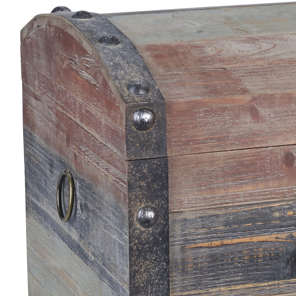 Storage Trunk Stripped Weathered Wooden Storage Trunk Large