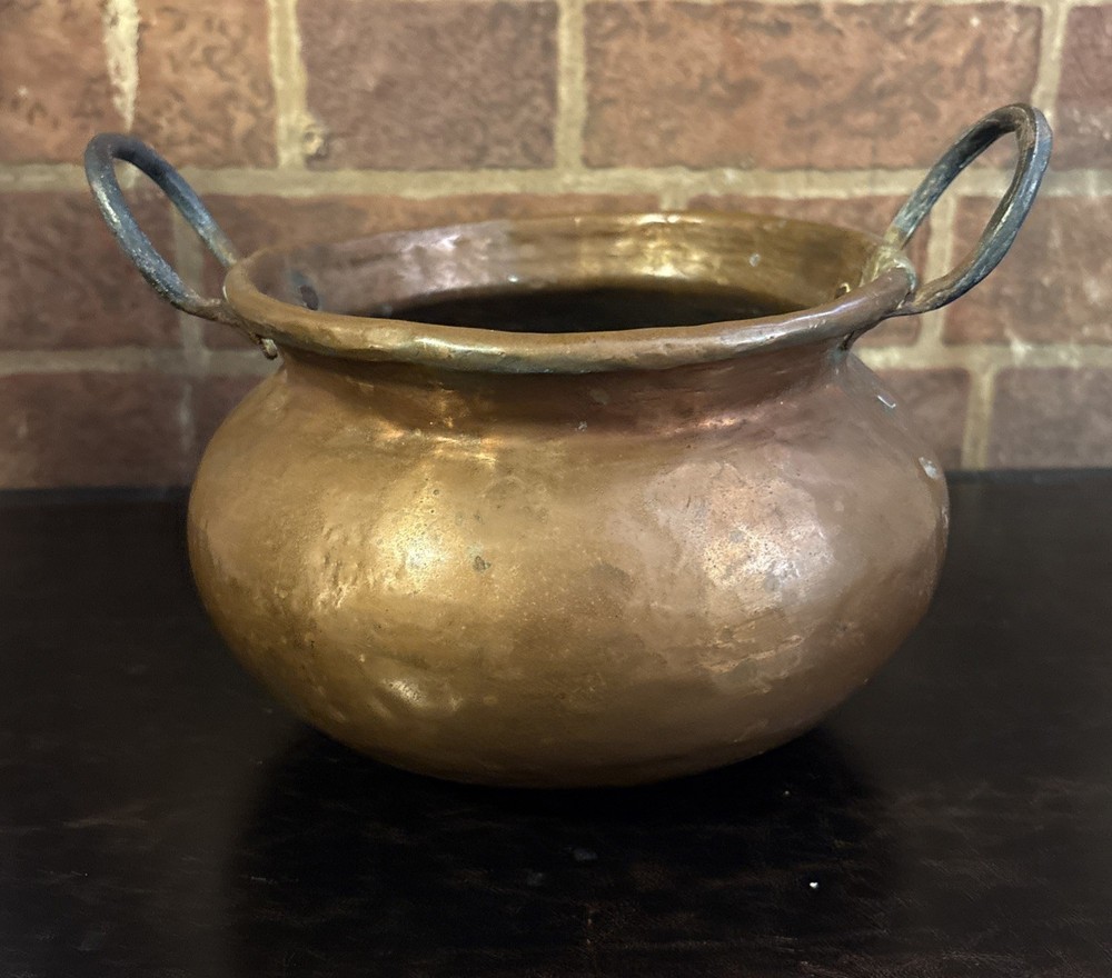 Antique Primitive Copper Cauldron Kettle Pot