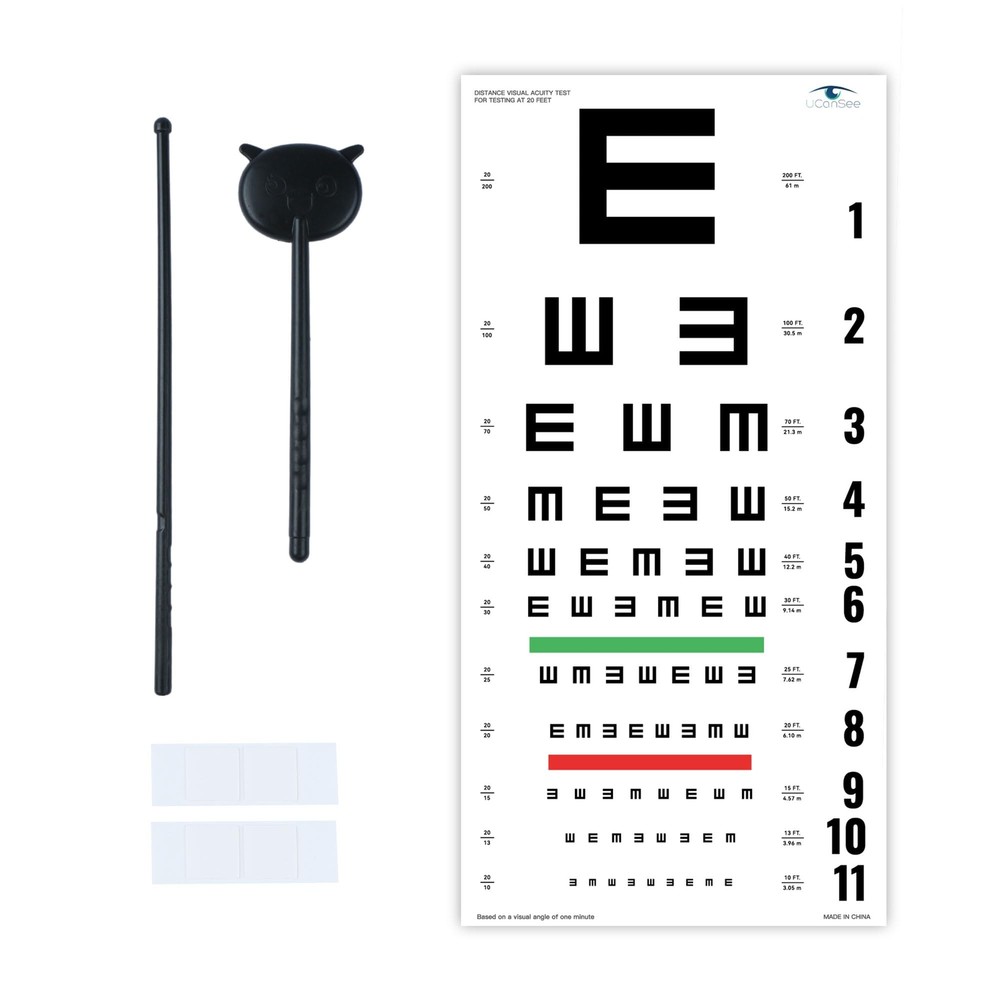 UCanSee E Eye Chart Visual Acuity Chart 22x11 inches
