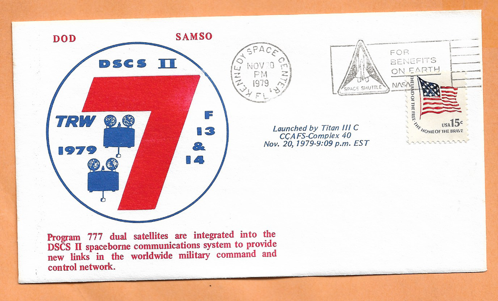 DSCS II PROGRAM 777 SATELLITES NOV 10,1979 KSC SPACE COVER