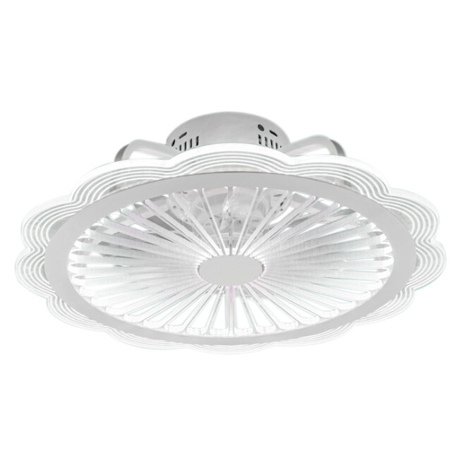 Flush Mount Ceiling Fan Light Dimmable LED Chandelier Fan W/ Remote Control