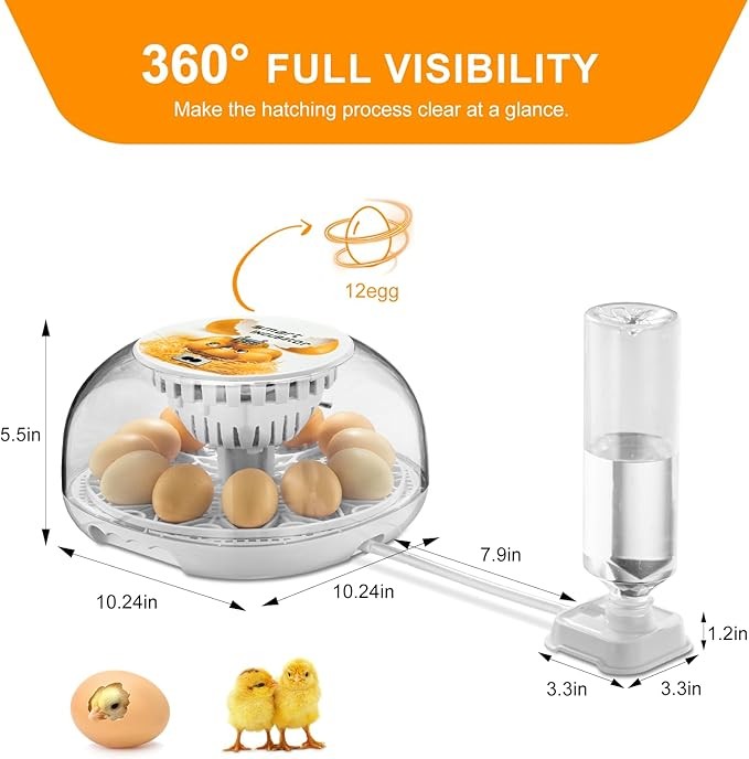 Egg Incubator 12 Eggs Incubator with Automatic Egg Turning for Hatching Eggs