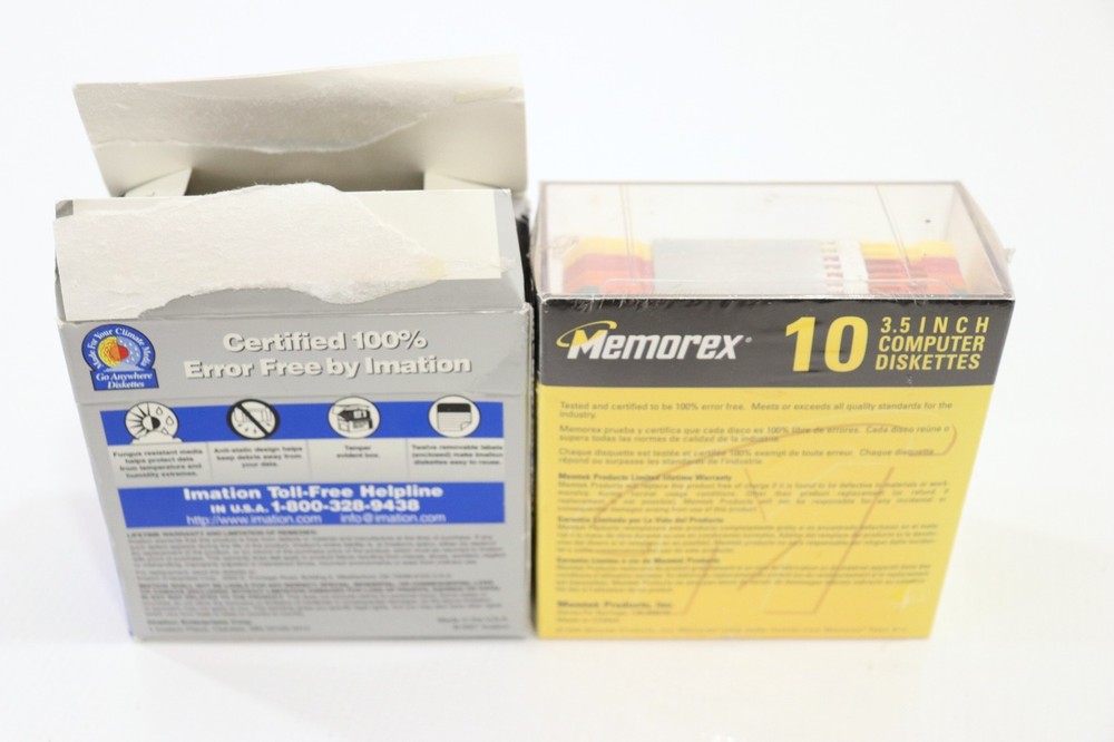2x Mixed Lot 3.5" Computer Diskettes MAC/IBM Formatted 1.44MB Memorex/Imation