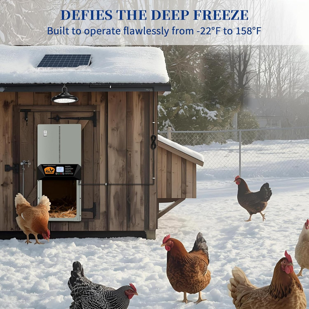 Automatic Chicken Coop Door with Solar Panel & Light - Solar Powered, Timer & Re