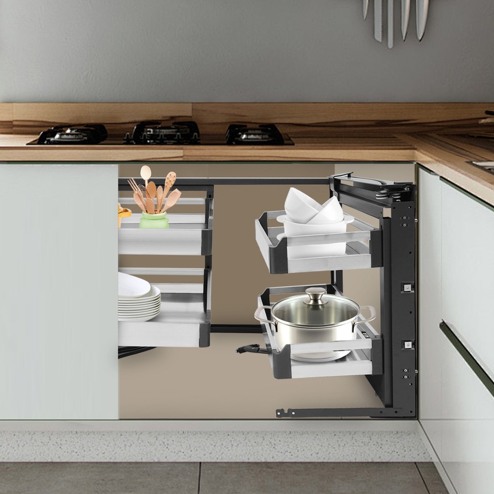 Blind Corner Cabinet Pull-Out Small Space Organizer Kitchen Swivel Storage Shelf