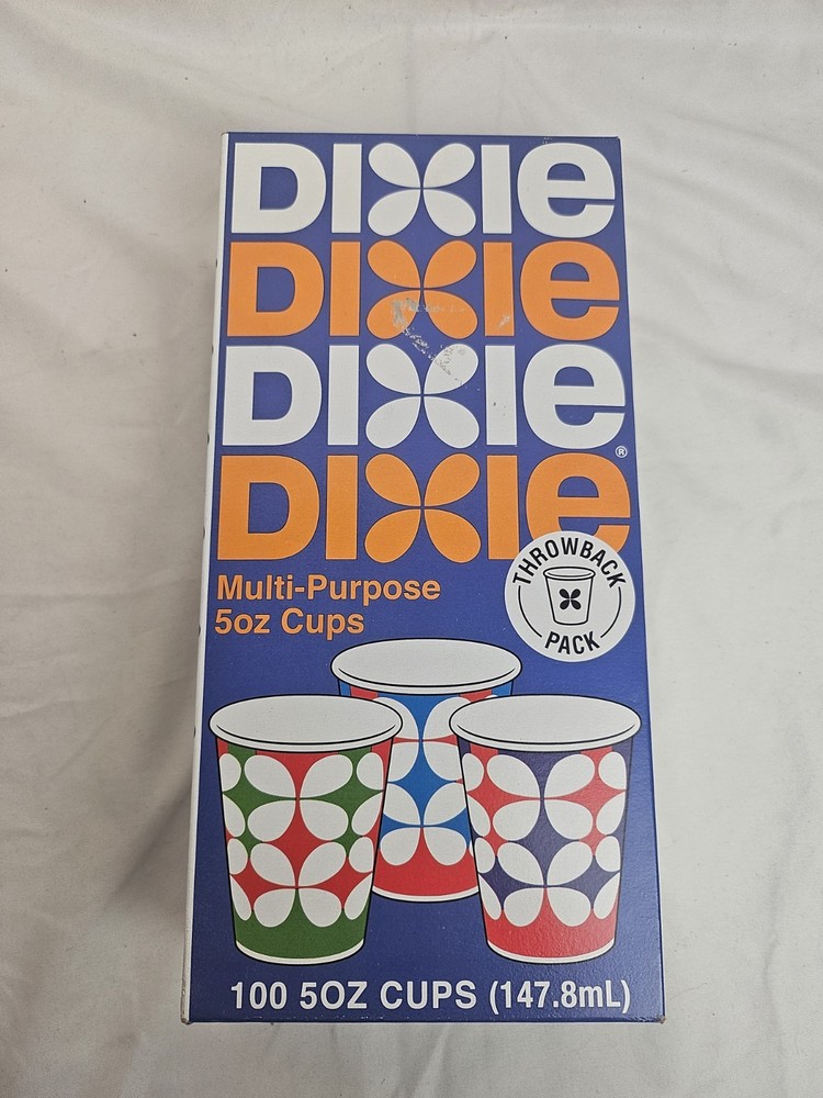 Dixie Cups Throwback Pattern 5 oz 100 Count 1960's Pattern NEW Unopened