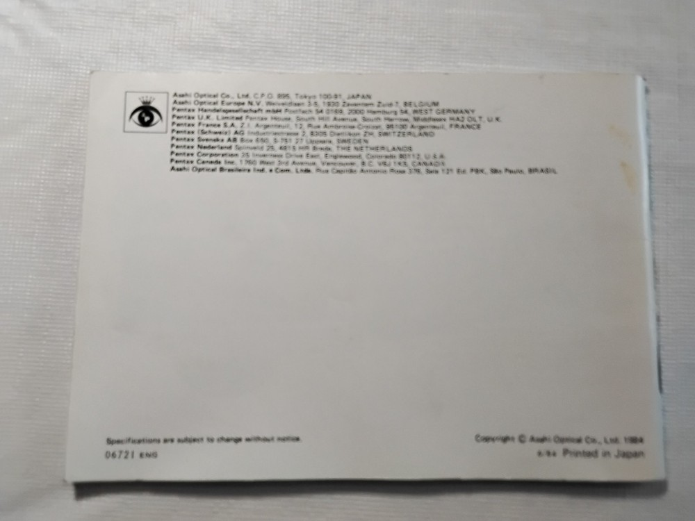 Pentax Program Plus Instruction Manual in English