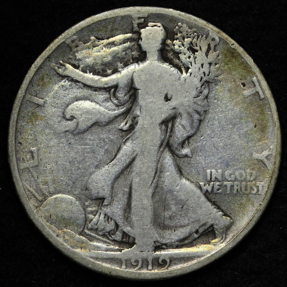 1919-D Walking Liberty Silver Half Dollar FINE E336 RWNM