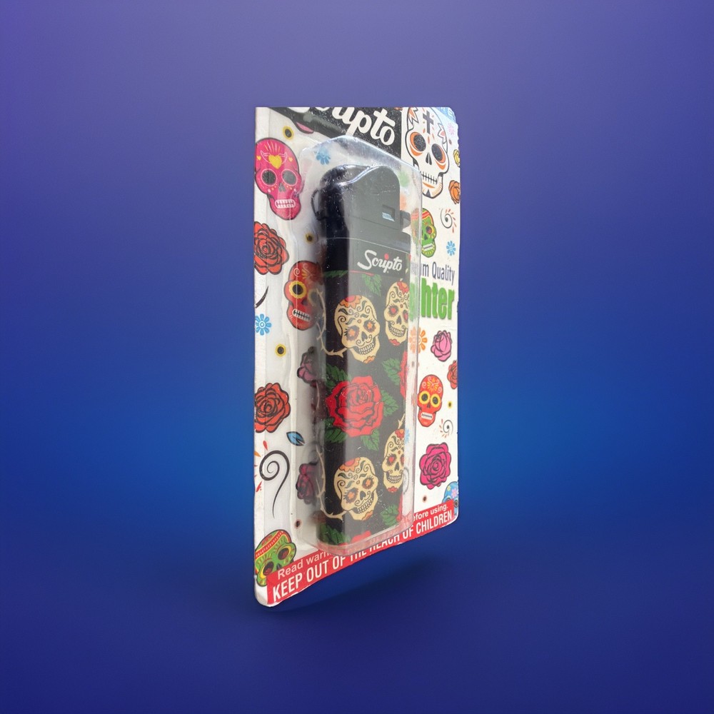 Scripto Premium Quality Lighter *Colorful Skull Design* (Adjustable Flame)
