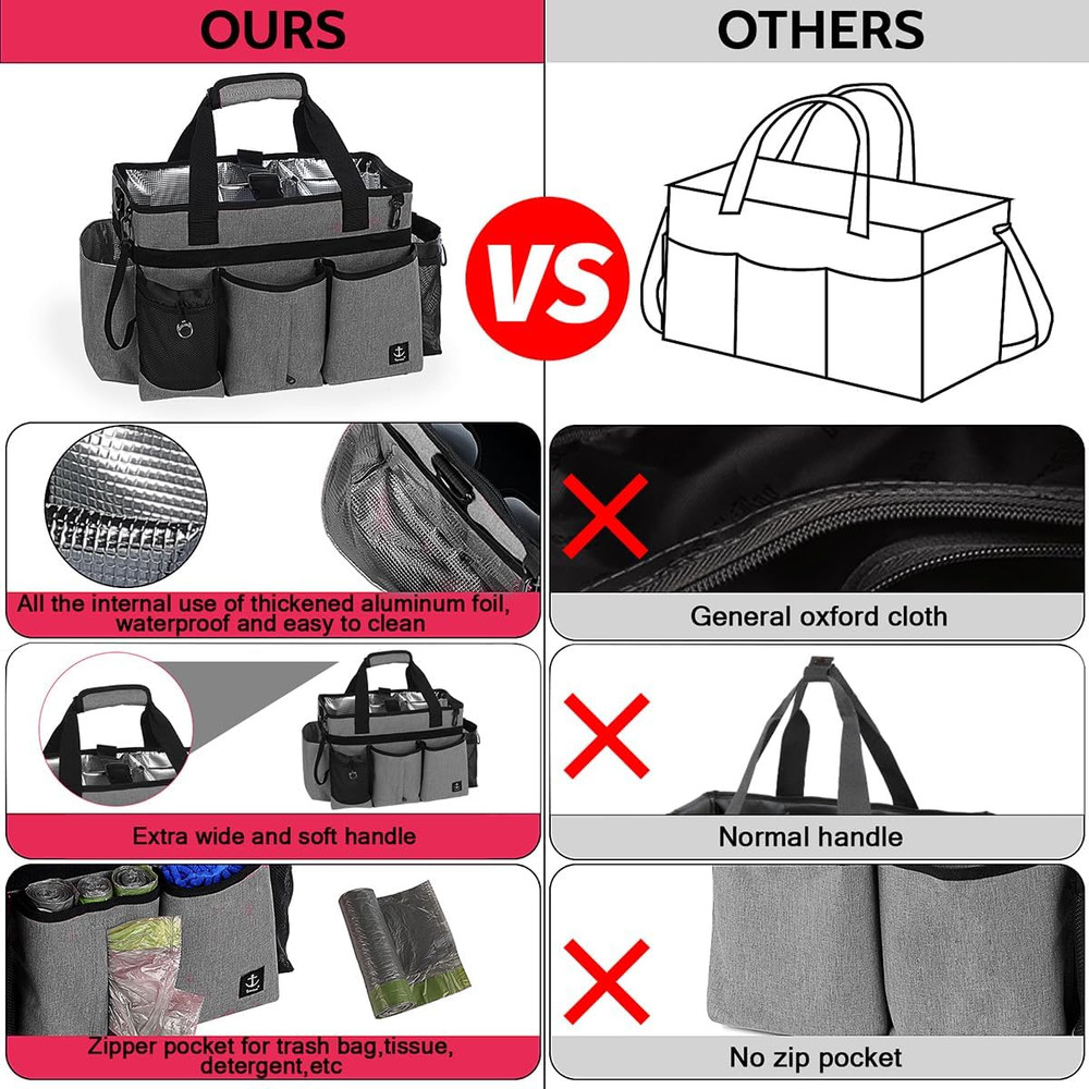 Timoxi Large Cleaning Caddy Bag Built-In Sturdy Support Board