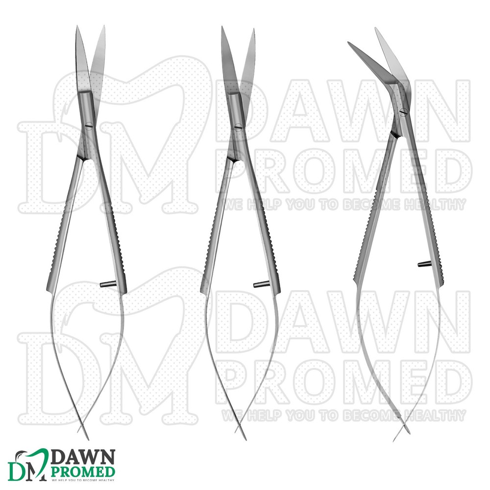 3 Pcs Micro Iris Scissors 4.5" STR, CVD & ANG Ophthalmic & Lab Instruments Set