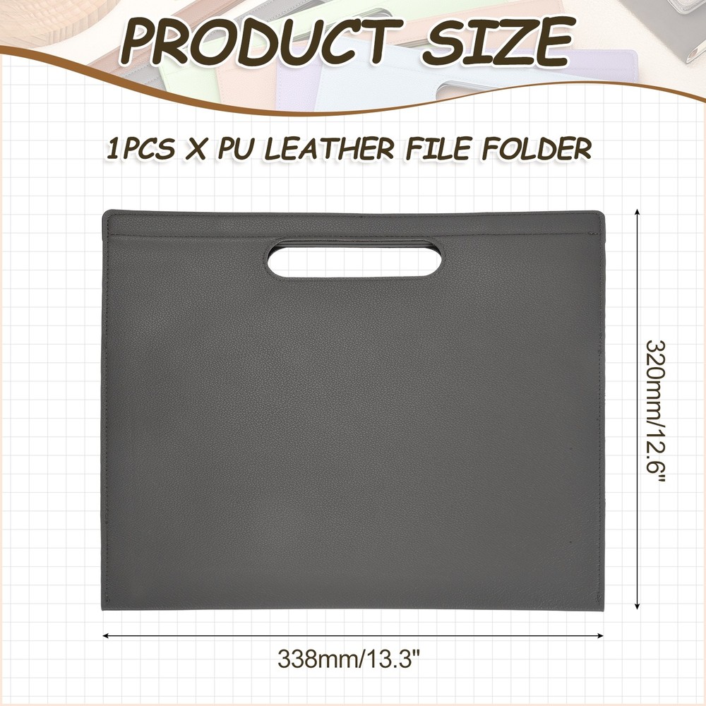 PU Leather A4 File Folder with Magnetic Closure, Gray