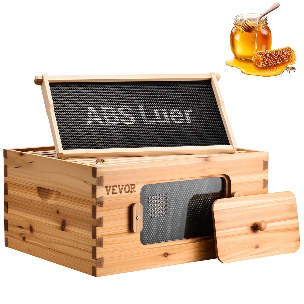 VEVOR Bee Hive Langstroth Deep Beehive Kit 10 Frames Acrylic Bee Windows