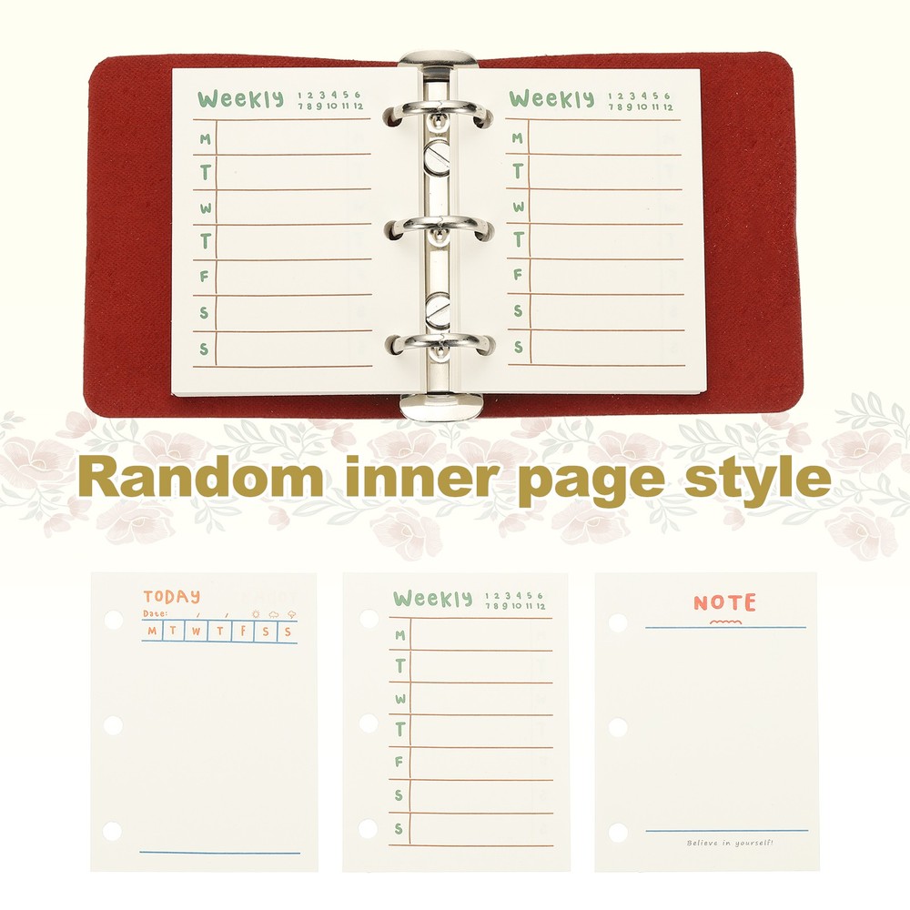 A9 Leather Journal 2Pcs 3 Ring Notebook Binder Planner Loose Leaf, Red