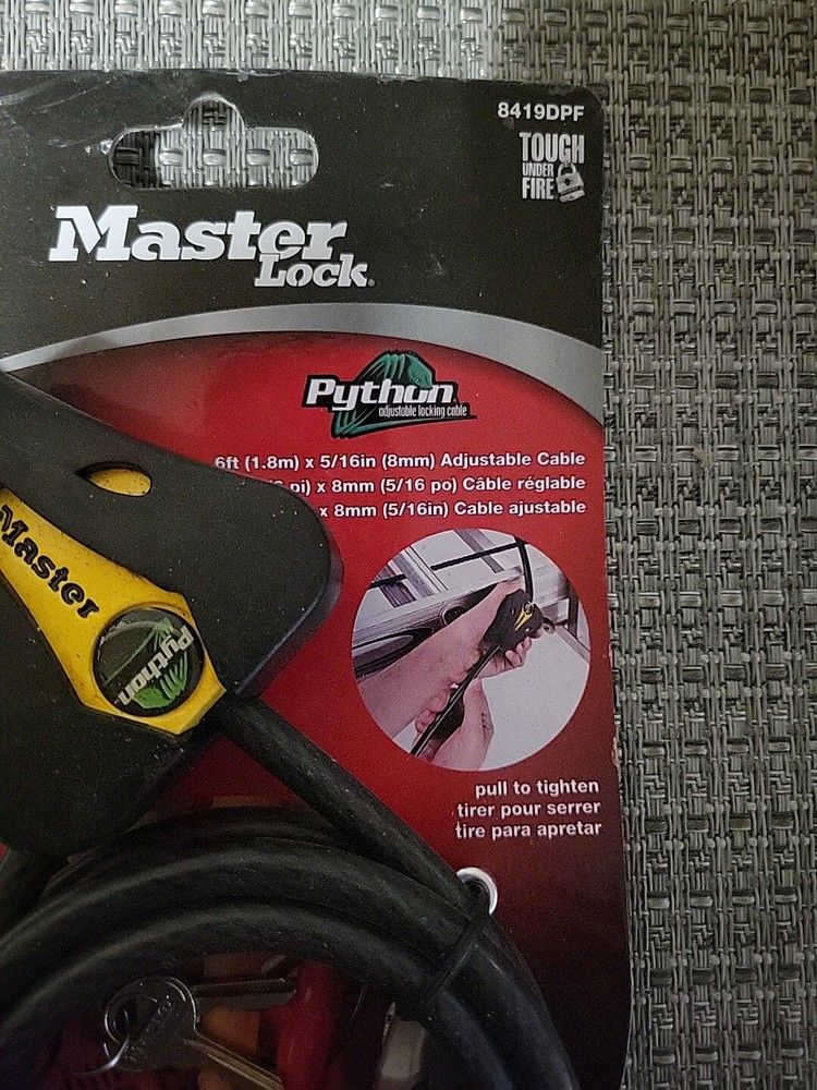 NEW Master Lock 6 Ft. Python Adjustable Locking Cable- Keys Included