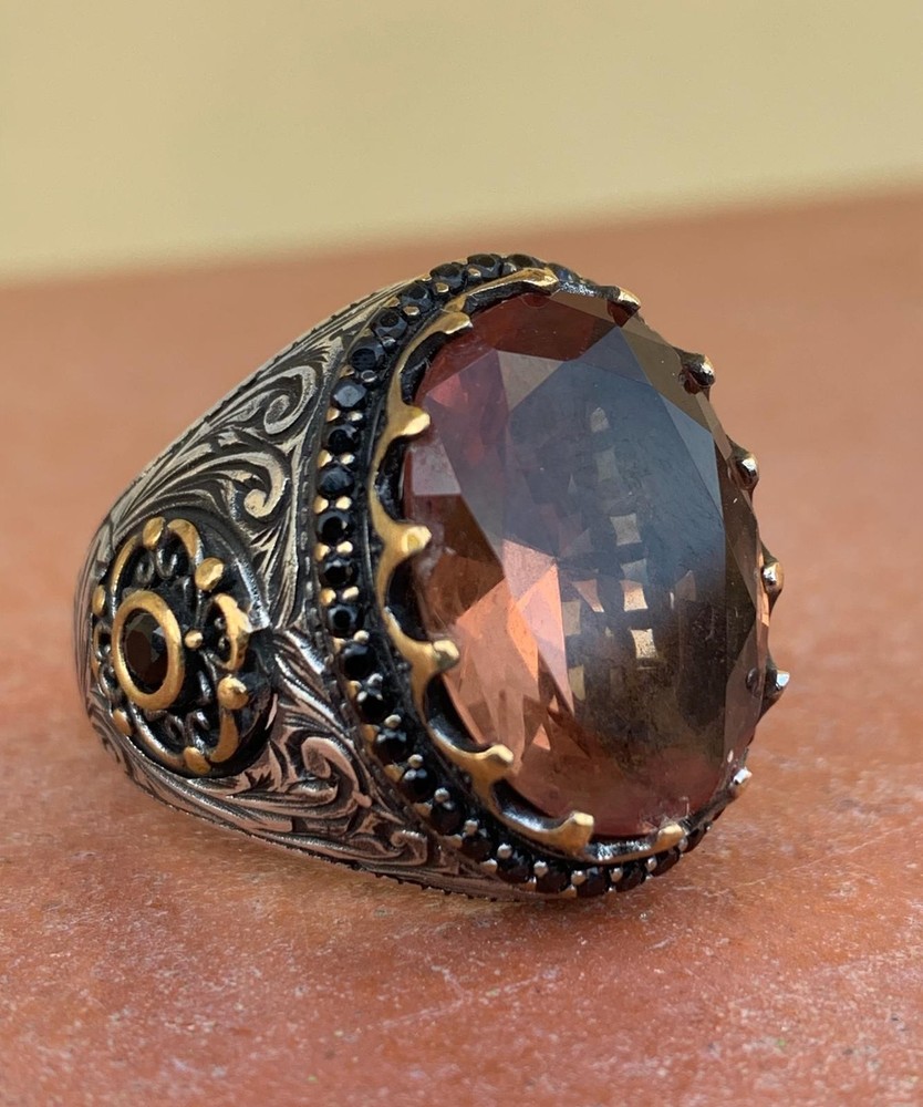 925 SILVER RING Men Solitaire Alexandrite Ring Sterling Man $