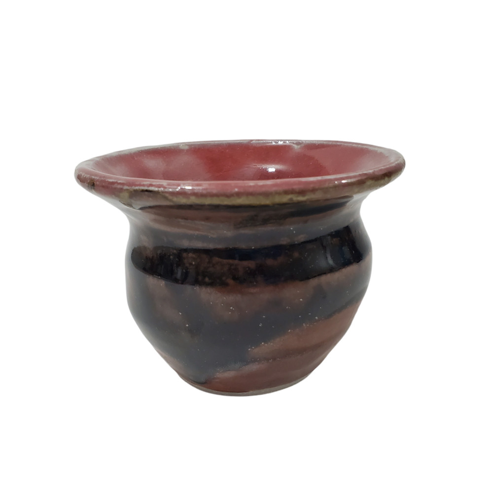 Signed Studio Art Pottery Drip Glaze Planter Flowerpot Hand Crafted