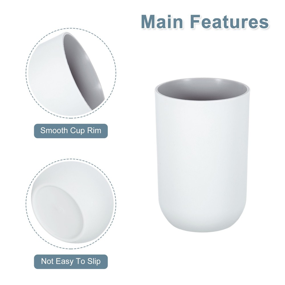2pcs, Drinking Cups Unbreakable Bathroom Cup Toothbrush Holder Grey