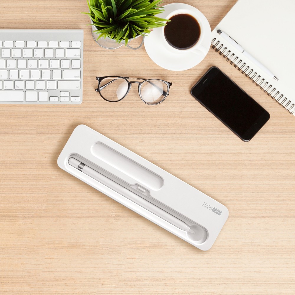 TechMatte Hard Shell Case/Box for Apple Pencil and Accessories (White)
