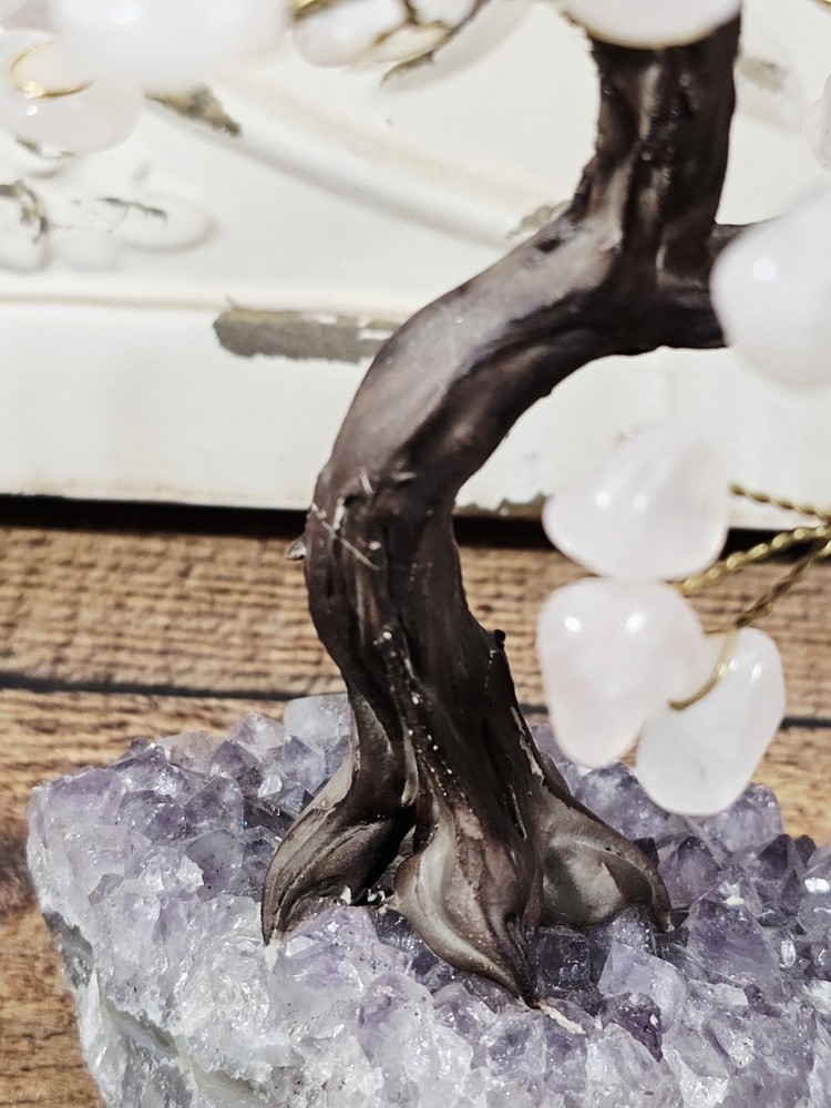 Rose Quartz Adjustable Leaf Bonsai Tree, 8"