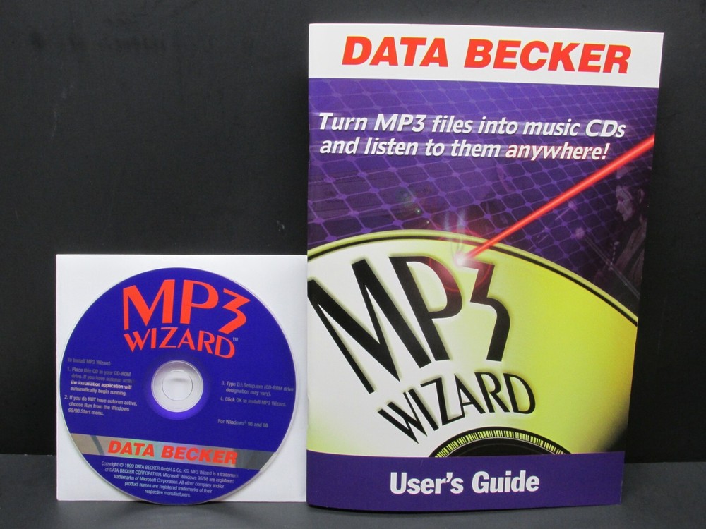 MP3 Wizard, PC, CD-ROM Windows 95 / 98, Data Becker, 1999, Never Used. No Box