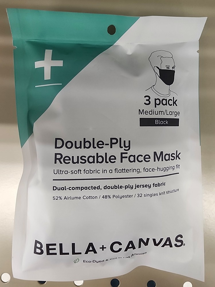 BELLA + CANVAS REUSEABLE FACE MASK-BLACK-MEDIUM/LRGE