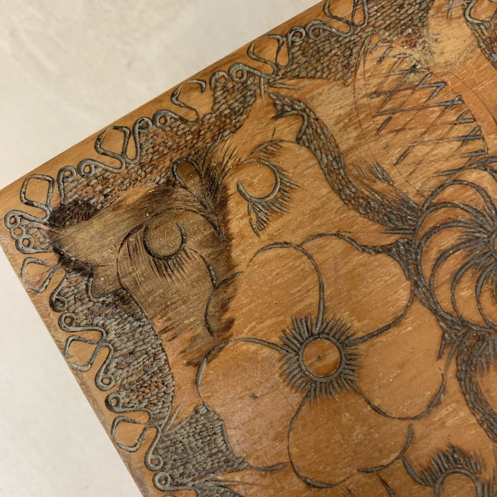Vintage Hand Carved Cigarette Box