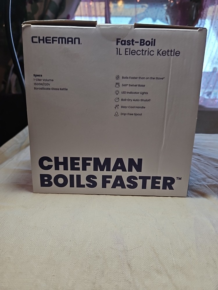 Chefman 1L Rapid-Boil Electric Kettle with Auto Shutoff