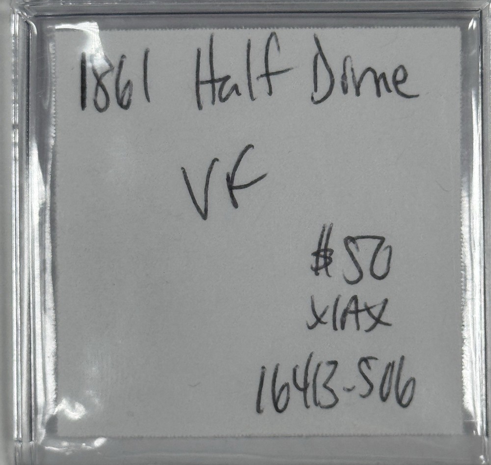 1861 SEATED LIBERTY HALF DIME VF