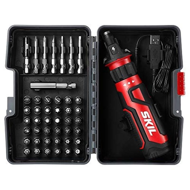 Cordless Screwdriver W/ Circuit Sensor Tech 45pcs Bit Set USB Charging SD561204