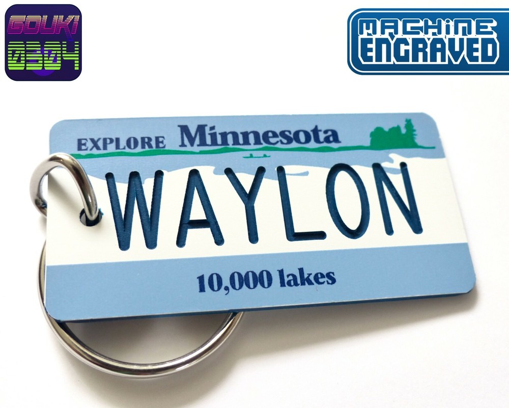 Personalized Minnesota Keychain - License Plate Tag - Custom Engraved - Vintage