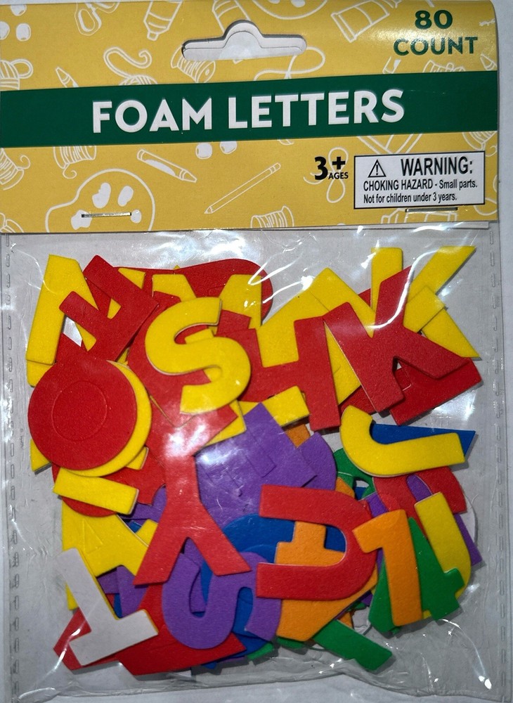 FOAM LETTERS 80 COUNT MULIT COLORS (STICK ON)