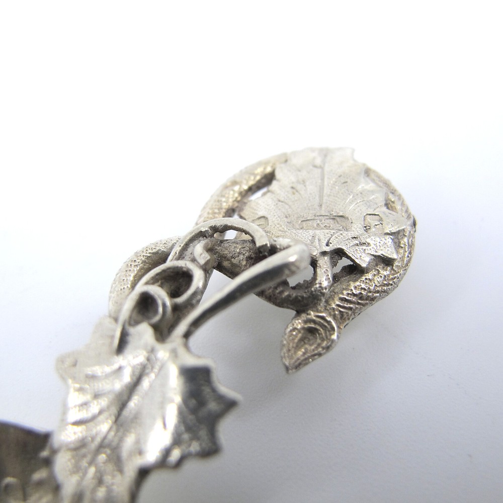ITALIAN 800 Silver Tea Caddy Spoon Scoop with Figural Grape Vine Handle