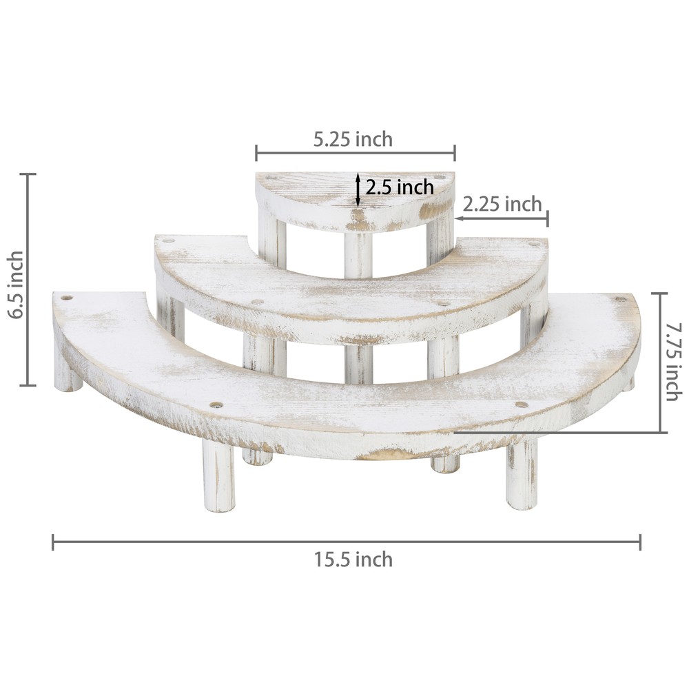 Shabby White Washed 3-Tier Half Moon Retail / Cupcake Dessert Display Risers