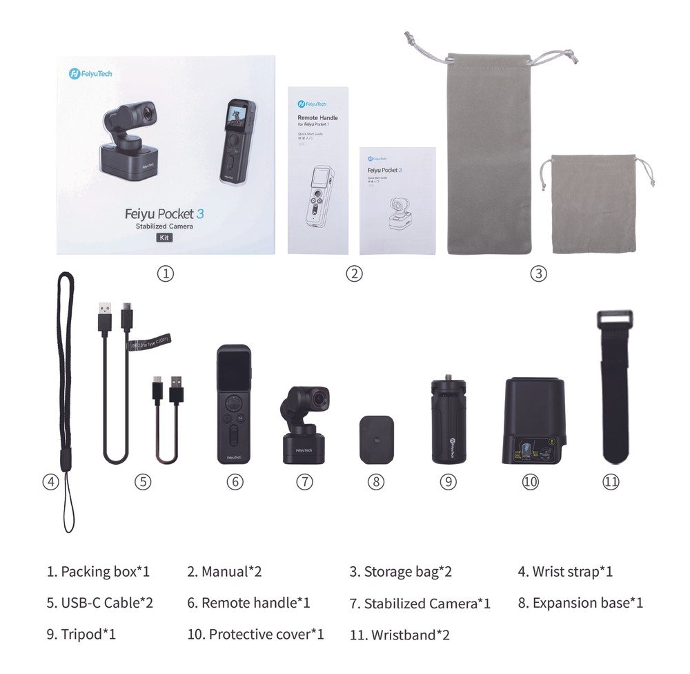 Feiyu Pocket 3 Camera Combo Handheld Gimbal Stabilizer 3-Axis 4K Camera