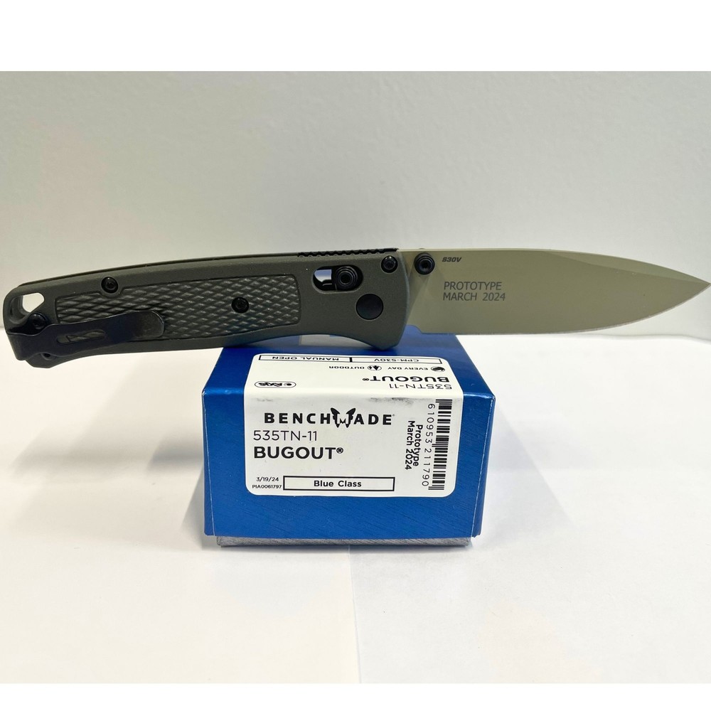 Benchmade 535TN-11 Bugout Folding Knife, Dark Olive Grivory Handle, Drop-Point (