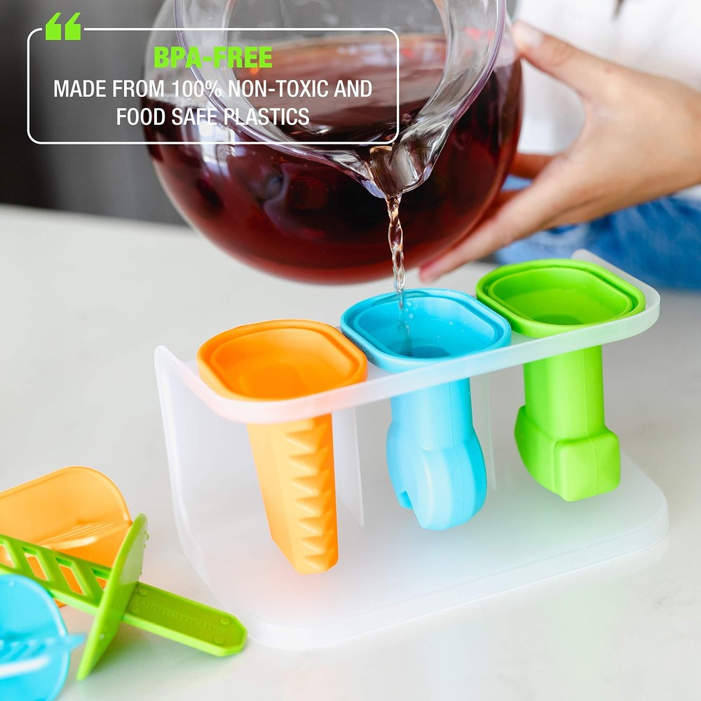Dinneractive Play Pop Popsicle Molds - 3 PC Tool Themed Set - Reusable Silico...