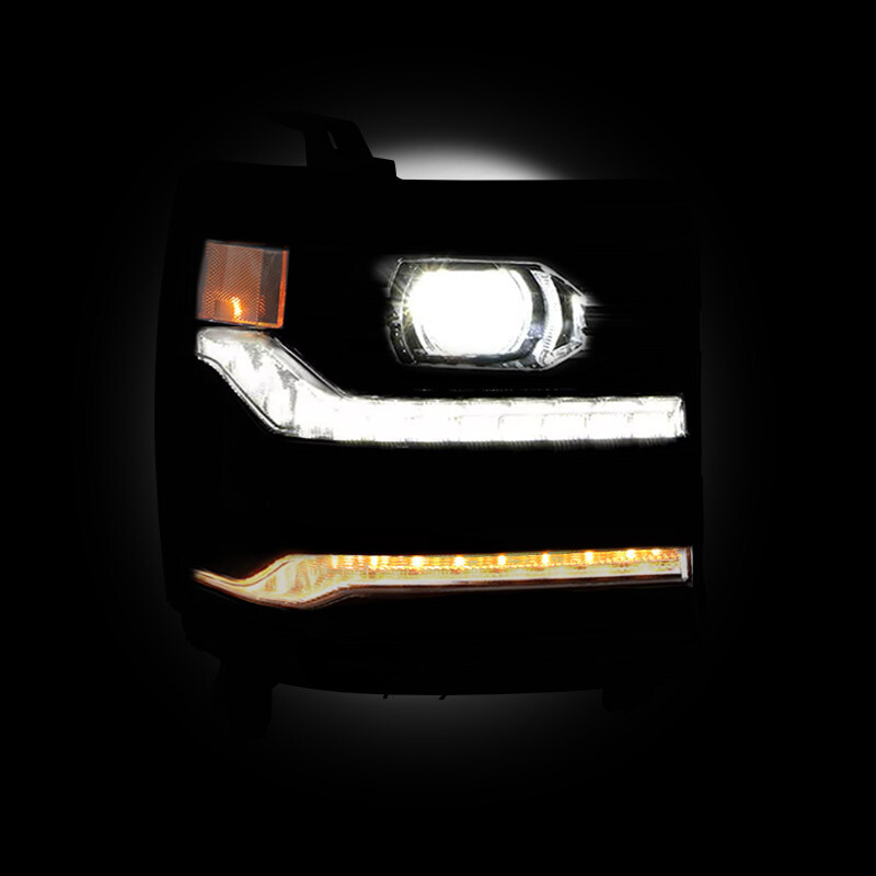 Pair FULL LED For 2016-2018 Chevy Silverado 1500 LTZ Headlights Assembly Chrome